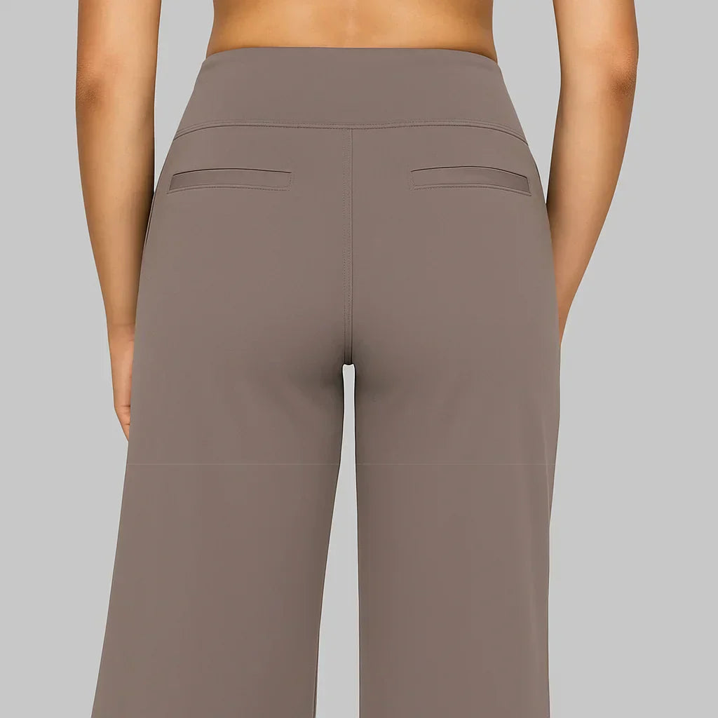 Dames nette broek met wijde pijpen – comfortabele stretch pantalon voor werk, reizen en vrije tijd in diverse kleuren