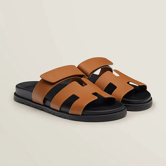 Heren slippers in diverse kleuren – leren sandalen met brede band en comfortabele zool