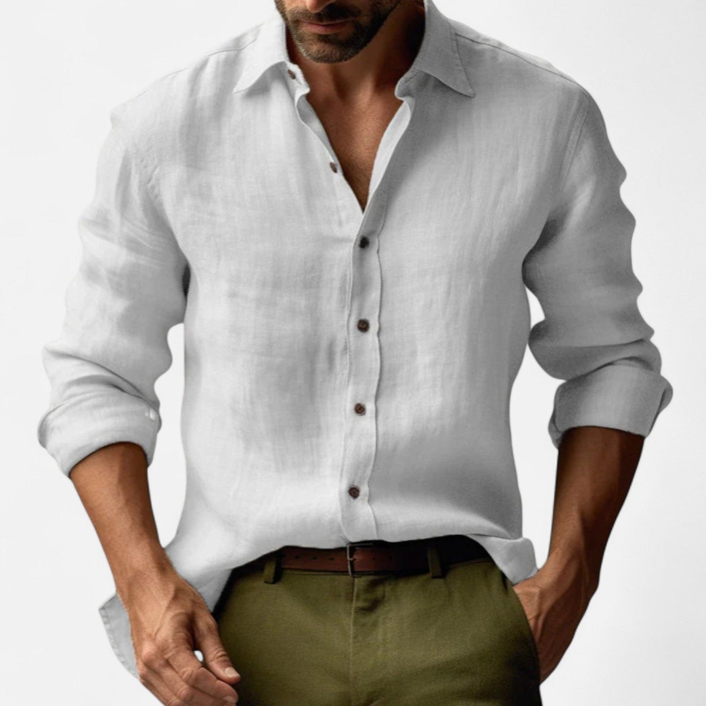 Heren linnen overhemd in diverse kleuren – luchtig zomerhemd met lange mouwen en casual fit