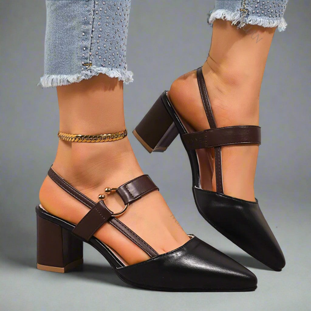 Dameshakken met blokhak en slingbackband – elegante en comfortabele pumps voor werk, feest en dagelijks gebruik in diverse kleuren
