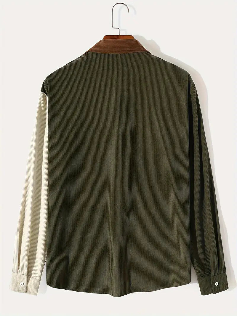 Heren jasje met trendy colorblock design en zachte ribstof – casual overshirt in moderne streetwear stijl voor elke dag