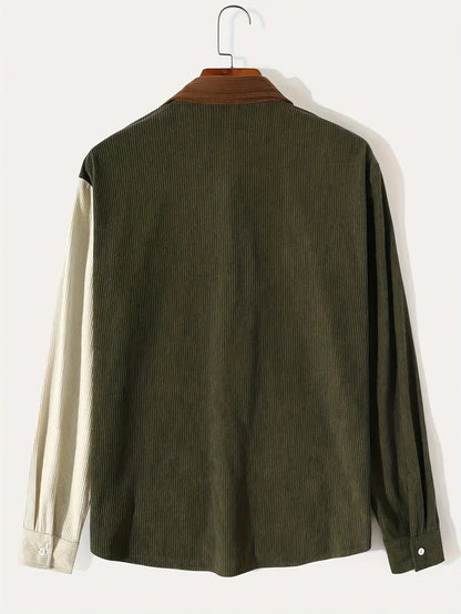Heren jasje met trendy colorblock design en zachte ribstof – casual overshirt in moderne streetwear stijl voor elke dag