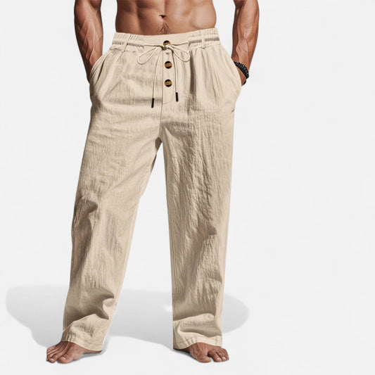 Heren linnen broek in diverse kleuren – luchtige zomerbroek met rechte pijpen en elastische taille