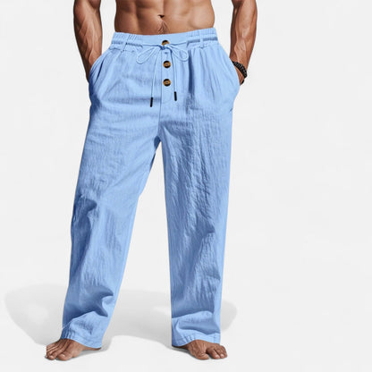 Heren linnen broek in diverse kleuren – luchtige zomerbroek met rechte pijpen en elastische taille