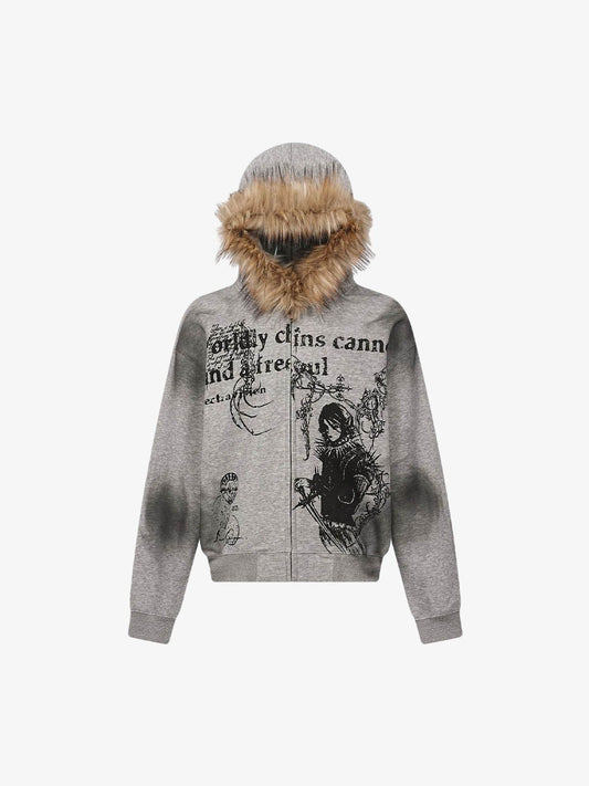 Heren vest met capuchon in Wasteland Style – stoer streetwear design met kunstzinnige print en warme voering