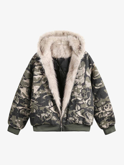 Heren winterjas met capuchon en imitatiebont voering – warme bomberjas in streetwear stijl met stoere vintage look en praktische zakken