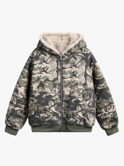 Heren winterjas met capuchon en imitatiebont voering – warme bomberjas in streetwear stijl met stoere vintage look en praktische zakken