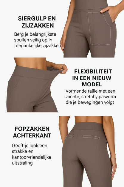 Dames nette broek met wijde pijpen – comfortabele stretch pantalon voor werk, reizen en vrije tijd in diverse kleuren