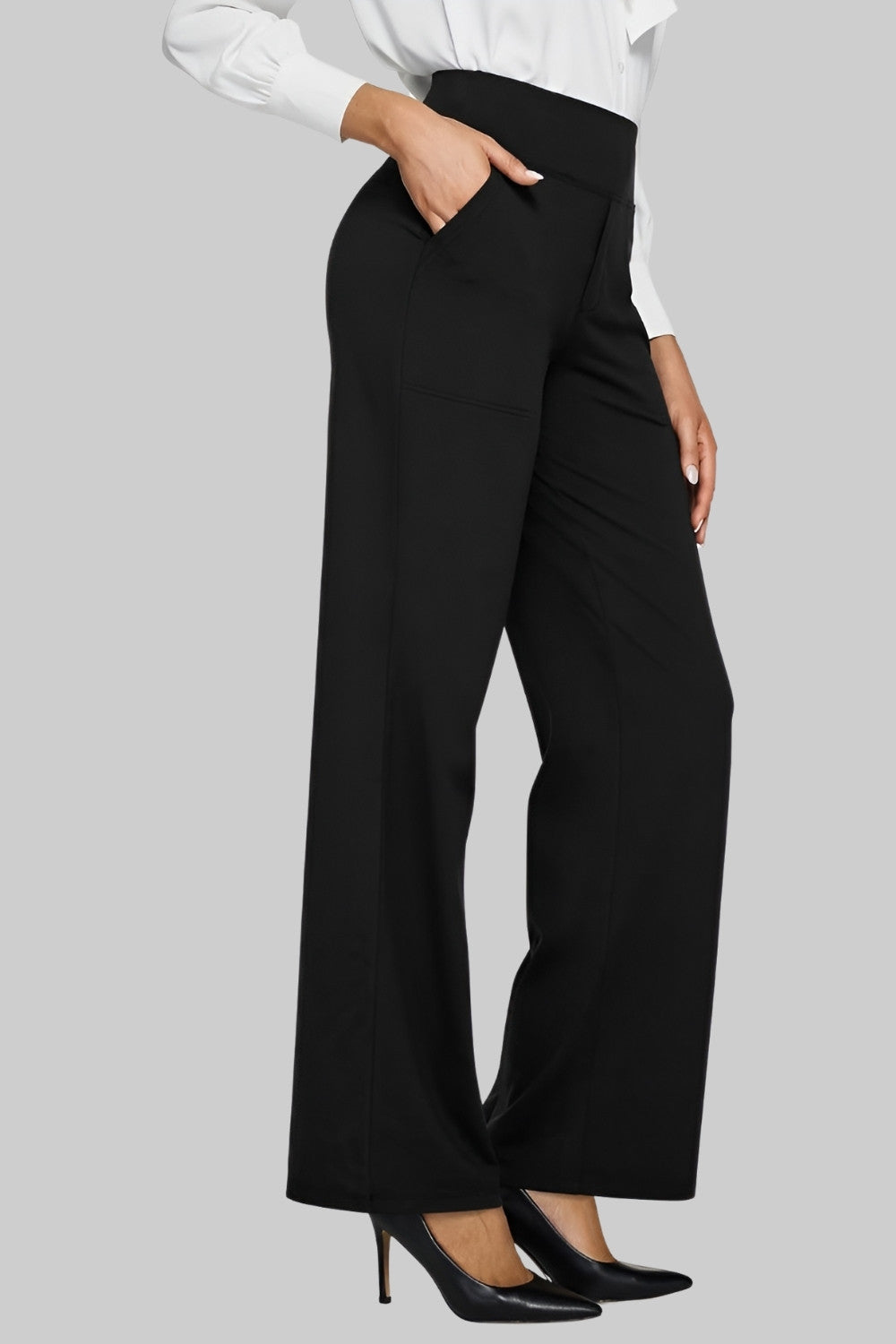 Dames nette broek met wijde pijpen – comfortabele stretch pantalon voor werk, reizen en vrije tijd in diverse kleuren