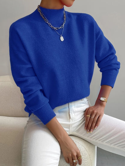 Dames zachte gebreide trui met opstaande kraag – elegante en comfortabele must-have voor het koude seizoen