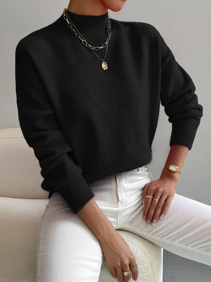 Dames zachte gebreide trui met opstaande kraag – elegante en comfortabele must-have voor het koude seizoen