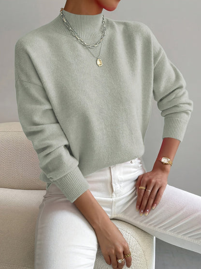 Dames zachte gebreide trui met opstaande kraag – elegante en comfortabele must-have voor het koude seizoen