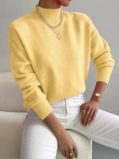 Dames zachte gebreide trui met opstaande kraag – elegante en comfortabele must-have voor het koude seizoen