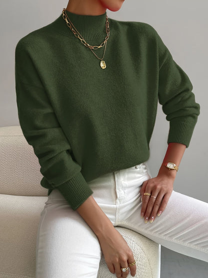 Dames zachte gebreide trui met opstaande kraag – elegante en comfortabele must-have voor het koude seizoen