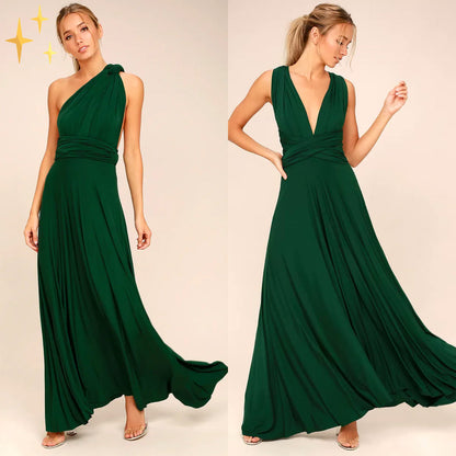 Dames lange avondjurk in diverse kleuren – elegante maxi-jurk met one shoulder of diepe V-hals