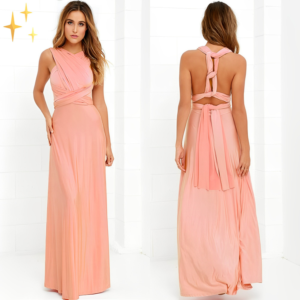 Dames lange avondjurk in diverse kleuren – elegante maxi-jurk met one shoulder of diepe V-hals