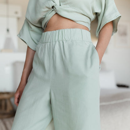 Dames linnen broek met wijde pijpen – luchtig, comfortabel en ideaal voor lente en zomer in diverse kleuren