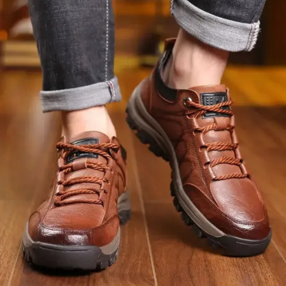 Heren Wandelschoenen van Leer met Gripzool Comfortabele Outdoor Sneakers voor Dagelijks Gebruik