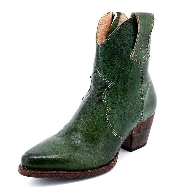 Dames enkellaarsjes in diverse kleuren – leren cowboy boots met hak voor trendy en casual looks