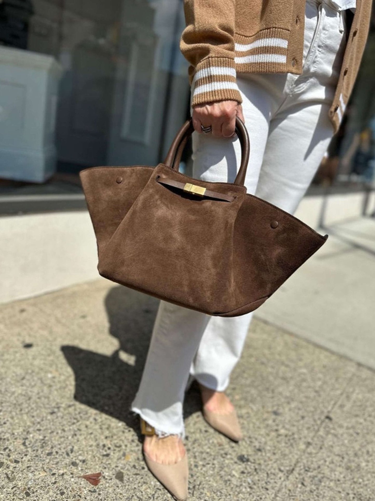 Dames Handtas – Elegante Schoudertas van Suède Look met Luxe Afwerking en Tijdloos Design