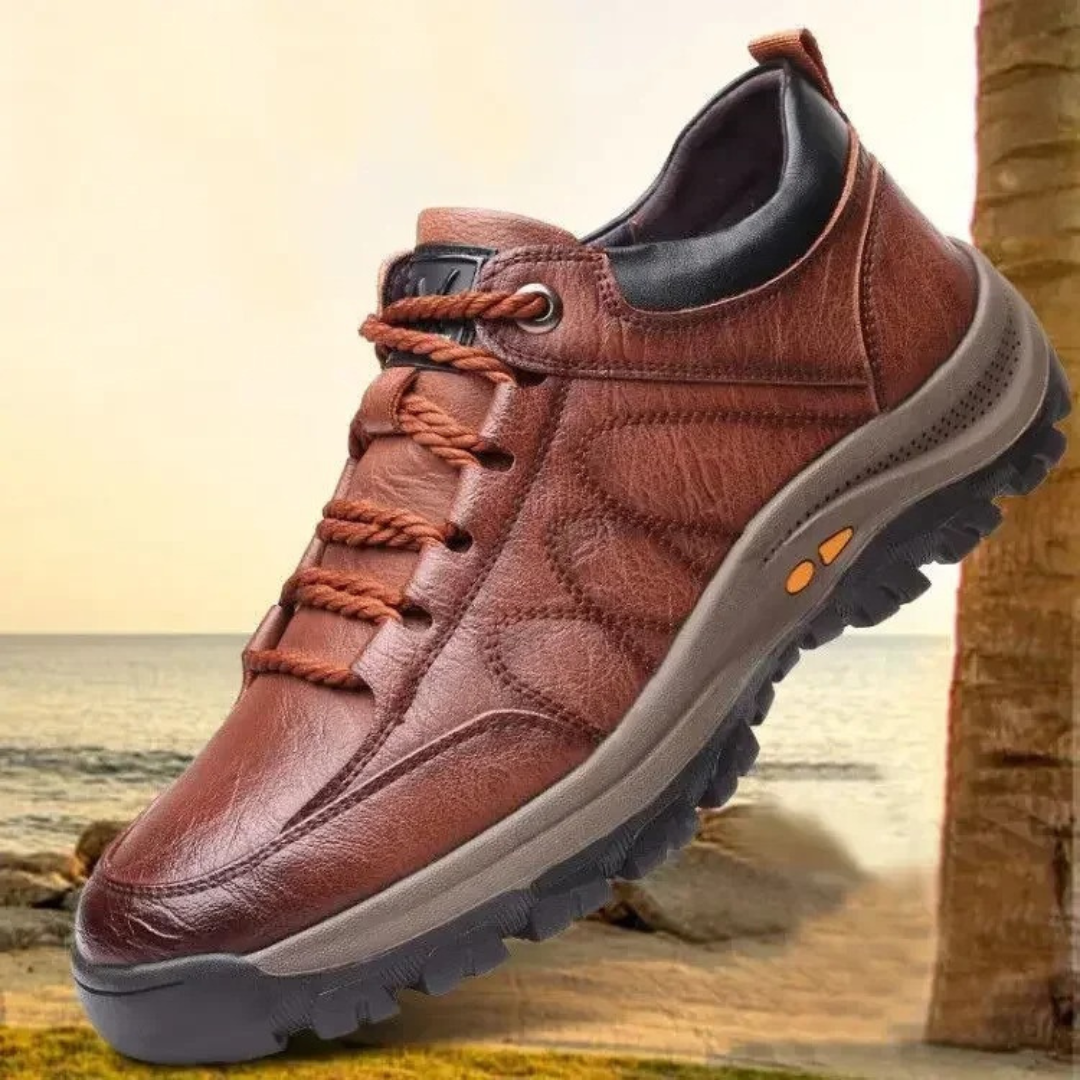 Heren Wandelschoenen van Leer met Gripzool Comfortabele Outdoor Sneakers voor Dagelijks Gebruik