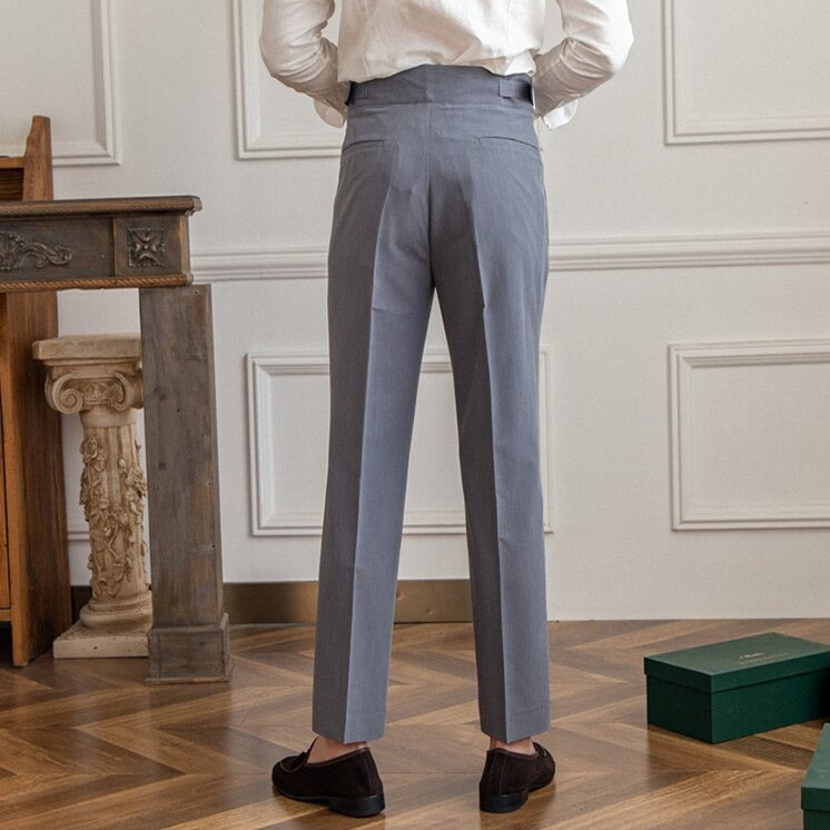 Elegante heren pantalon met hoge taille en plooien – nette zakelijke broek voor formele gelegenheden en stijlvolle outfits