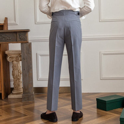 Elegante heren pantalon met hoge taille en plooien – nette zakelijke broek voor formele gelegenheden en stijlvolle outfits