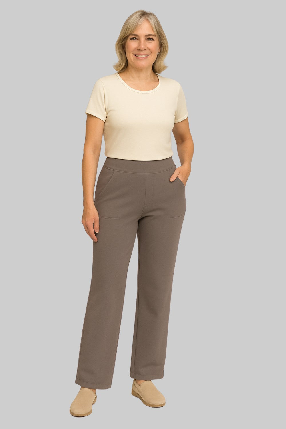 Dames nette broek met wijde pijpen – comfortabele stretch pantalon voor werk, reizen en vrije tijd in diverse kleuren
